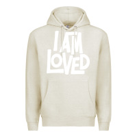Oatmeal Heather i am loved Premium Hoodie - linhVisuals