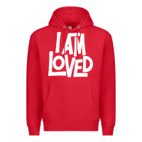 Red i am loved Premium Hoodie - linhVisuals