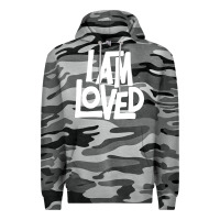 Slate Camo i am loved Premium Hoodie - linhVisuals