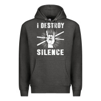 Charcoal Heather i destroy silence drum set drummer gift Premium Hoodie - linhVisuals