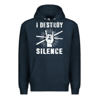 Navy i destroy silence drum set drummer gift Premium Hoodie - linhVisuals