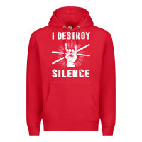 Red i destroy silence drum set drummer gift Premium Hoodie - linhVisuals
