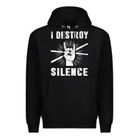 Black i destroy silence drum set drummer gift Premium Hoodie - linhVisuals