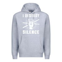 Heather Grey i destroy silence drum set drummer gift Premium Hoodie - linhVisuals