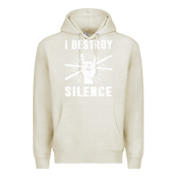 Oatmeal Heather i destroy silence drum set drummer gift Premium Hoodie - linhVisuals