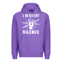 Purple i destroy silence drum set drummer gift Premium Hoodie - linhVisuals