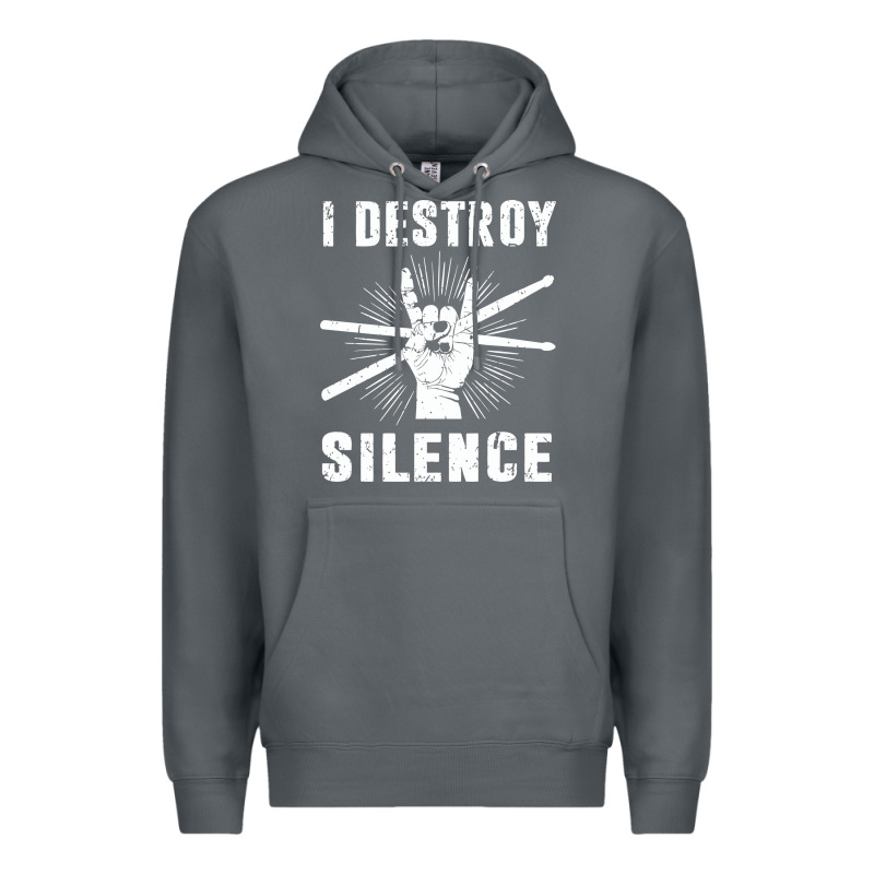 I Destroy Silence Drum Set Drummer Gift Premium Hoodie by linhVisuals | Teevron