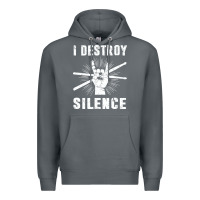 Rock i destroy silence drum set drummer gift Premium Hoodie - linhVisuals