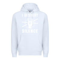 White i destroy silence drum set drummer gift Premium Hoodie - linhVisuals