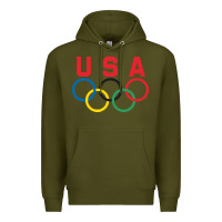 Army Green OLYMPIC RINGS Premium Hoodie - linhVisuals