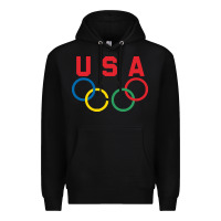 Black OLYMPIC RINGS Premium Hoodie - linhVisuals