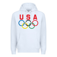 White OLYMPIC RINGS Premium Hoodie - linhVisuals