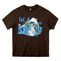 Chocolate Brown let it snow christmas Heavy Core Tee - FaDigitalArtStudio