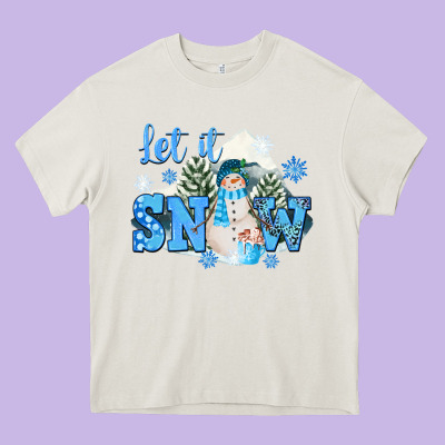 Let It Snow Christmas Heavy Core Tee Designed By Fadigitalartstudio