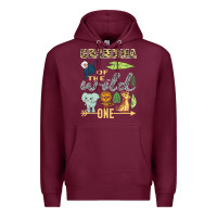 Burgundy grandma of the wild one zoo mother birthday safari jungle long sleeve Premium Hoodie - linhVisuals