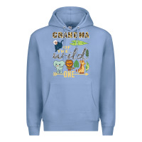 Colony Blue grandma of the wild one zoo mother birthday safari jungle long sleeve Premium Hoodie - linhVisuals