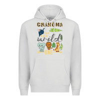Dove Grey grandma of the wild one zoo mother birthday safari jungle long sleeve Premium Hoodie - linhVisuals
