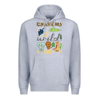 Heather Grey grandma of the wild one zoo mother birthday safari jungle long sleeve Premium Hoodie - linhVisuals