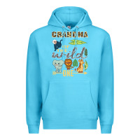 Ocean Blue grandma of the wild one zoo mother birthday safari jungle long sleeve Premium Hoodie - linhVisuals