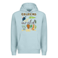 Blue Mist grandma of the wild one zoo mother birthday safari jungle long sleeve Premium Hoodie - linhVisuals