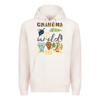 Pale Pink grandma of the wild one zoo mother birthday safari jungle long sleeve Premium Hoodie - linhVisuals
