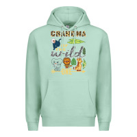 Seafoam grandma of the wild one zoo mother birthday safari jungle long sleeve Premium Hoodie - linhVisuals