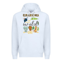 White grandma of the wild one zoo mother birthday safari jungle long sleeve Premium Hoodie - linhVisuals