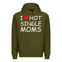 Army Green i love hot single moms tee red heart hot mother milf mommy t shirt Premium Hoodie - linhVisuals