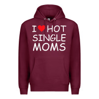 Burgundy i love hot single moms tee red heart hot mother milf mommy t shirt Premium Hoodie - linhVisuals