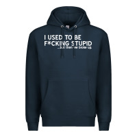 Navy i used to be f cking stupid Premium Hoodie - linhVisuals