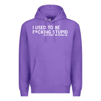 Purple i used to be f cking stupid Premium Hoodie - linhVisuals