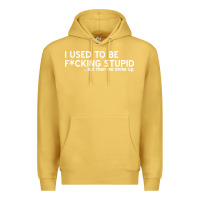 Antique Gold i used to be f cking stupid Premium Hoodie - linhVisuals