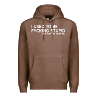 Chestnut i used to be f cking stupid Premium Hoodie - linhVisuals