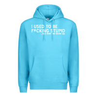 Ocean Blue i used to be f cking stupid Premium Hoodie - linhVisuals