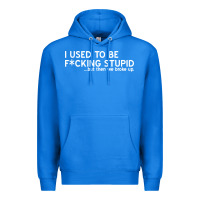 True Royal i used to be f cking stupid Premium Hoodie - linhVisuals