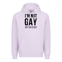 Lilac i'm not gay but $20 is $20 (white) Premium Hoodie - linhVisuals