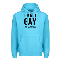 Ocean Blue i'm not gay but $20 is $20 (white) Premium Hoodie - linhVisuals