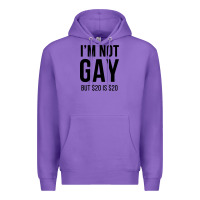 Purple i'm not gay but $20 is $20 (white) Premium Hoodie - linhVisuals