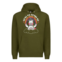 Army Green we're all gonna die funny cute unicorn Premium Hoodie - linhVisuals
