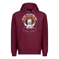 Burgundy we're all gonna die funny cute unicorn Premium Hoodie - linhVisuals