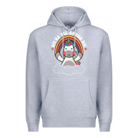 Heather Grey we're all gonna die funny cute unicorn Premium Hoodie - linhVisuals