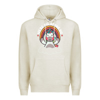 Oatmeal Heather we're all gonna die funny cute unicorn Premium Hoodie - linhVisuals