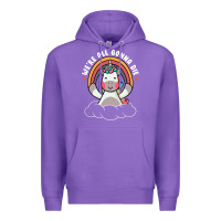 Purple we're all gonna die funny cute unicorn Premium Hoodie - linhVisuals