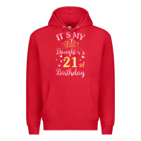 Red it's my daughter's 21st birthday happy to her mommy daddy t shirt Premium Hoodie - linhVisuals
