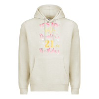 Oatmeal Heather it's my daughter's 21st birthday happy to her mommy daddy t shirt Premium Hoodie - linhVisuals