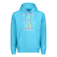 Ocean Blue it's my daughter's 21st birthday happy to her mommy daddy t shirt Premium Hoodie - linhVisuals
