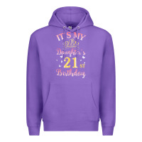 Purple it's my daughter's 21st birthday happy to her mommy daddy t shirt Premium Hoodie - linhVisuals