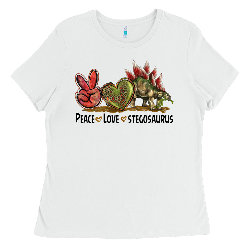 Peace Love Stegosaurus Ladies Tee by LillyAllenDesigns | Teevron