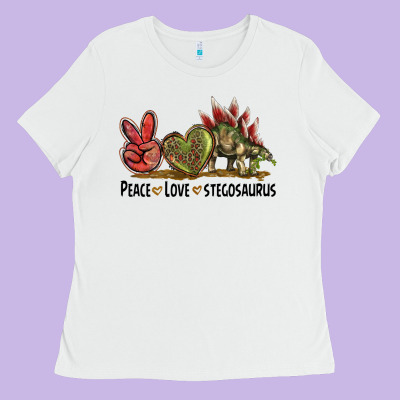 Peace Love Stegosaurus Ladies Tee Designed By Lillyallendesigns