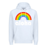 White Aloha Rainbow Hawaii 808 Island Hawaiian Premium Hoodie - linhVisuals